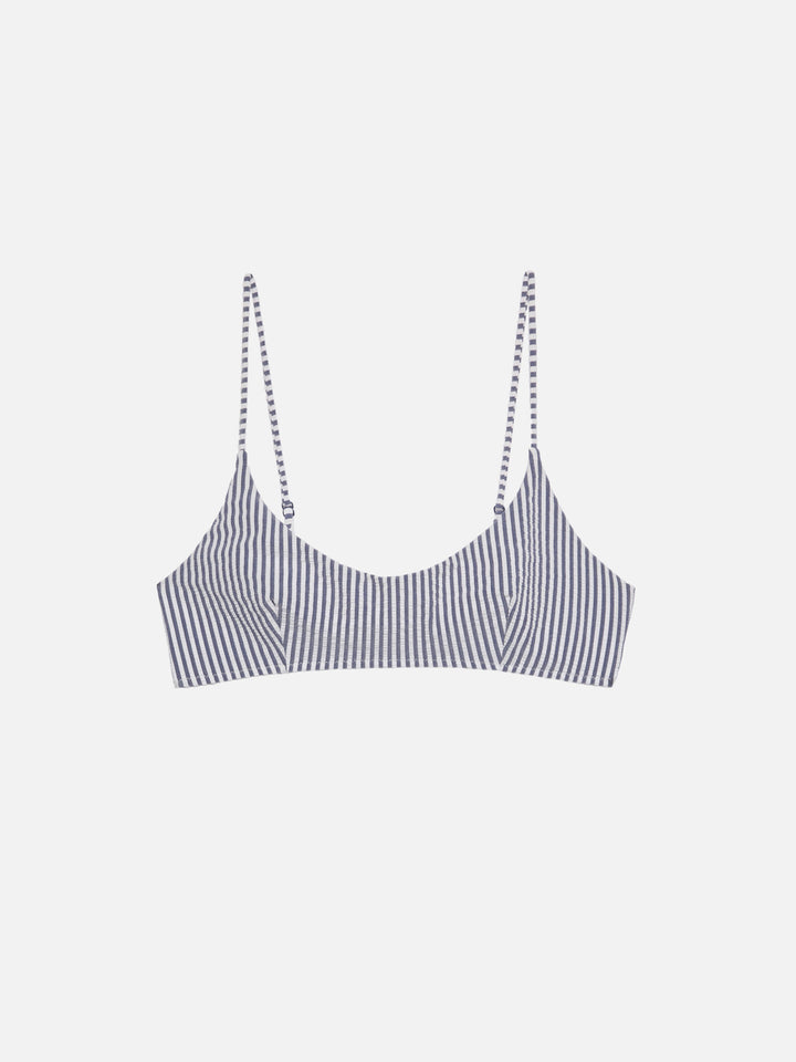 Judy seersucker bralette top with striped print - MC2 Saint Barth