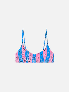 Haut de bikini bralette Judy à rayures bandana 