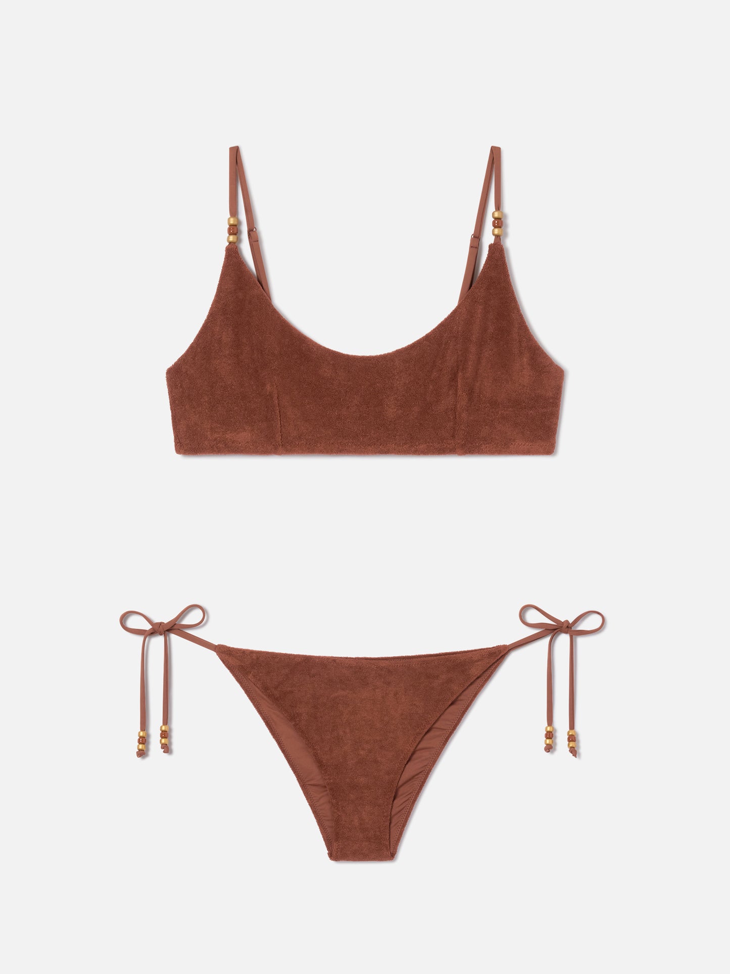 Bikini Judy Virgo bralette in tessuto effetto spugna marrone