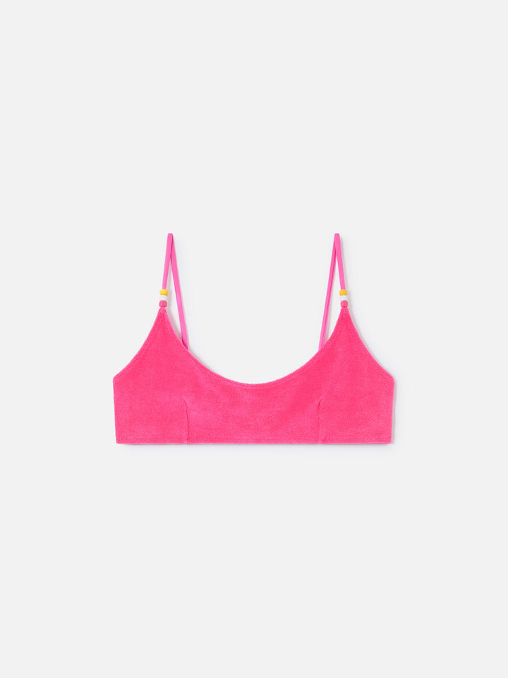 Top bikini Judy bralette in tessuto effetto spugna fucsia 