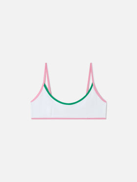 Top bikini Judy String bralette bianco in spugna con piping