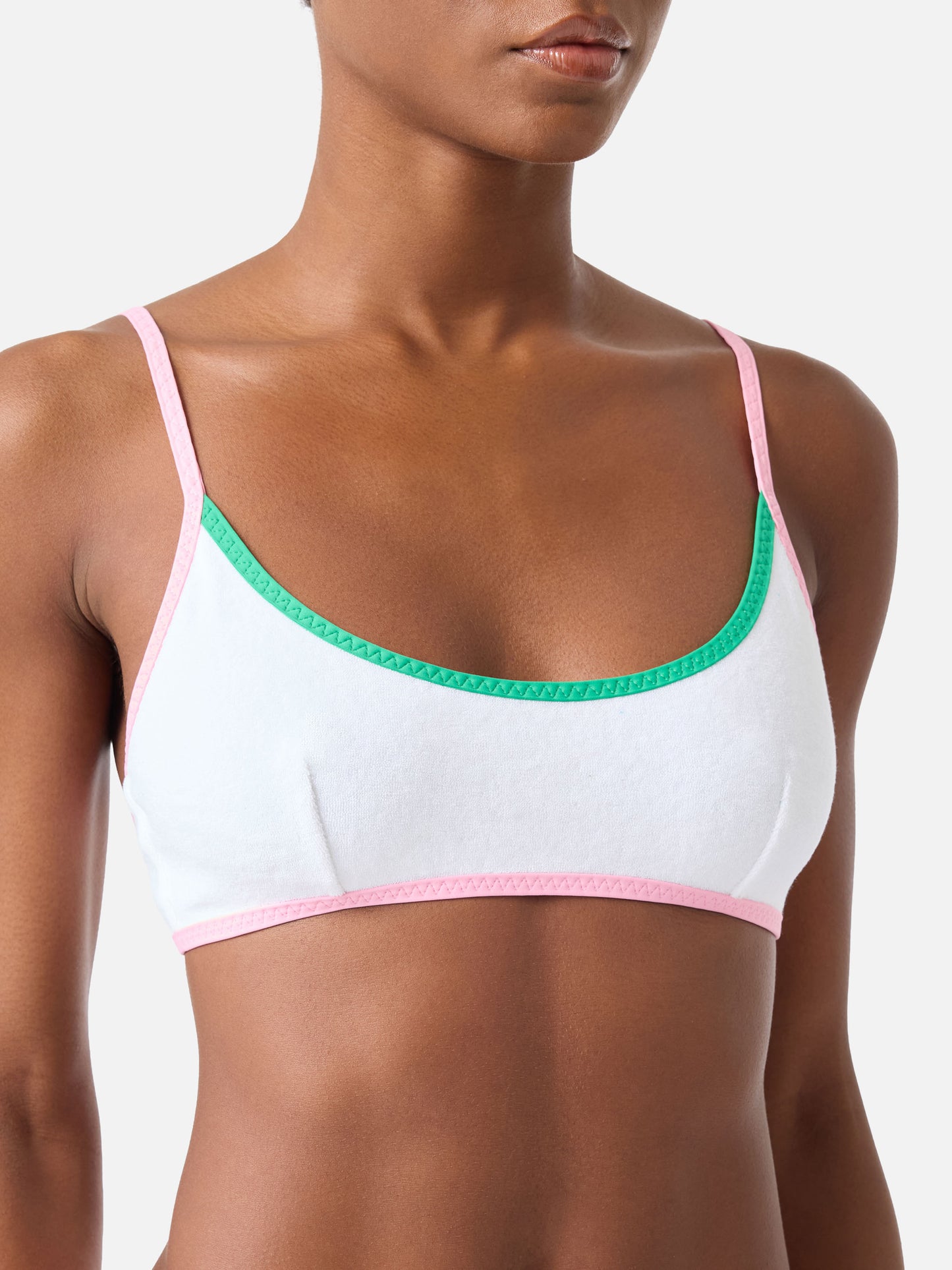 Bikini bralette Judy Marielle en éponge blanche avec passepoil 