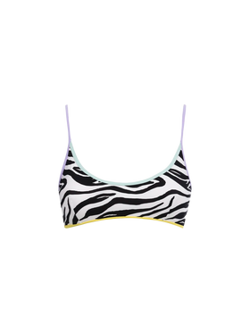 Woman zebra bralette beach top Judy with piping