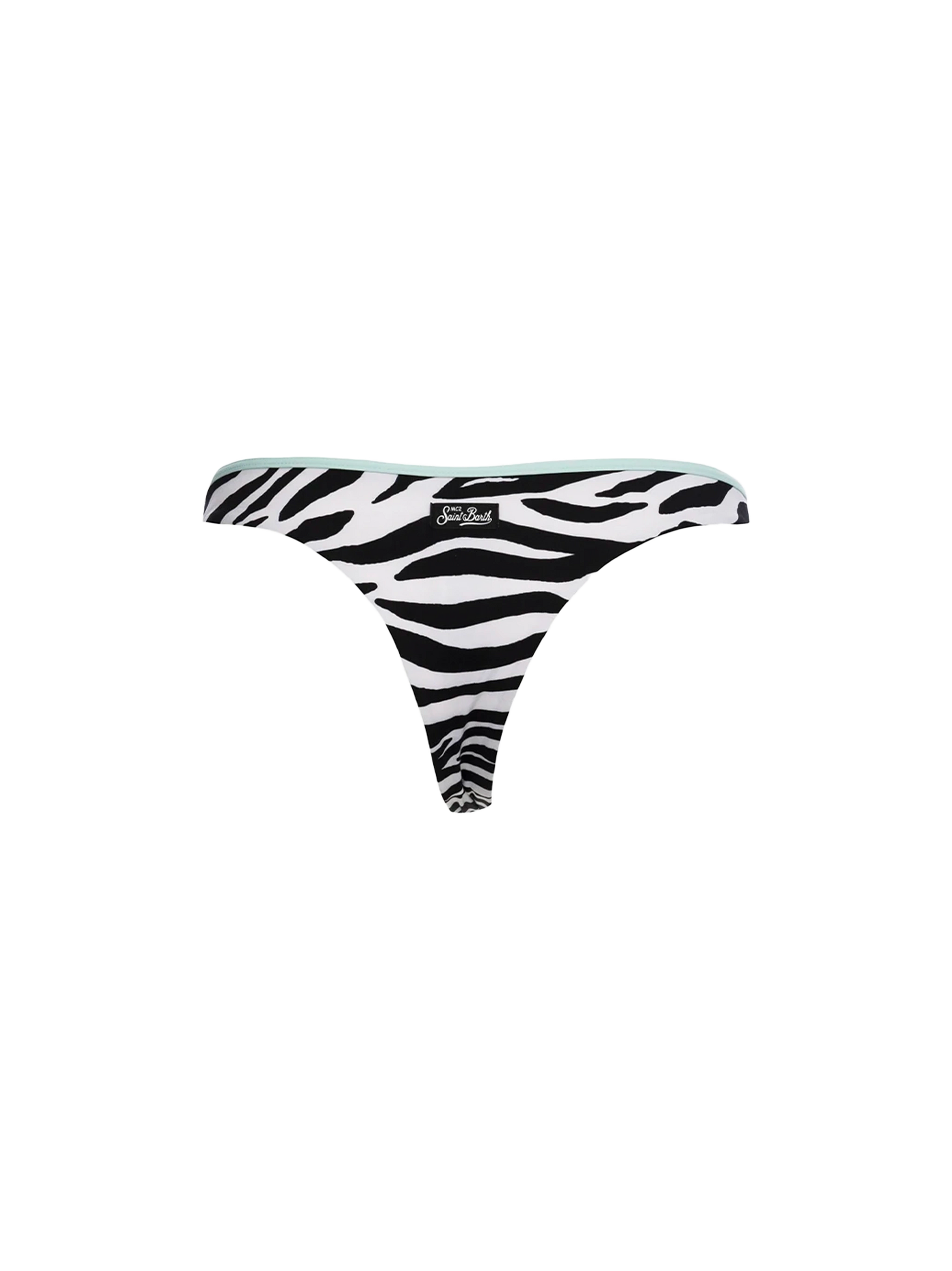Woman zebra cheeky swim briefs Naomi with piping - MC2 Saint Barth