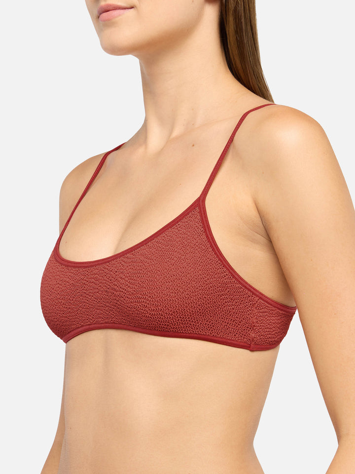 Judy top bralette in crinkle color arancio ruggine