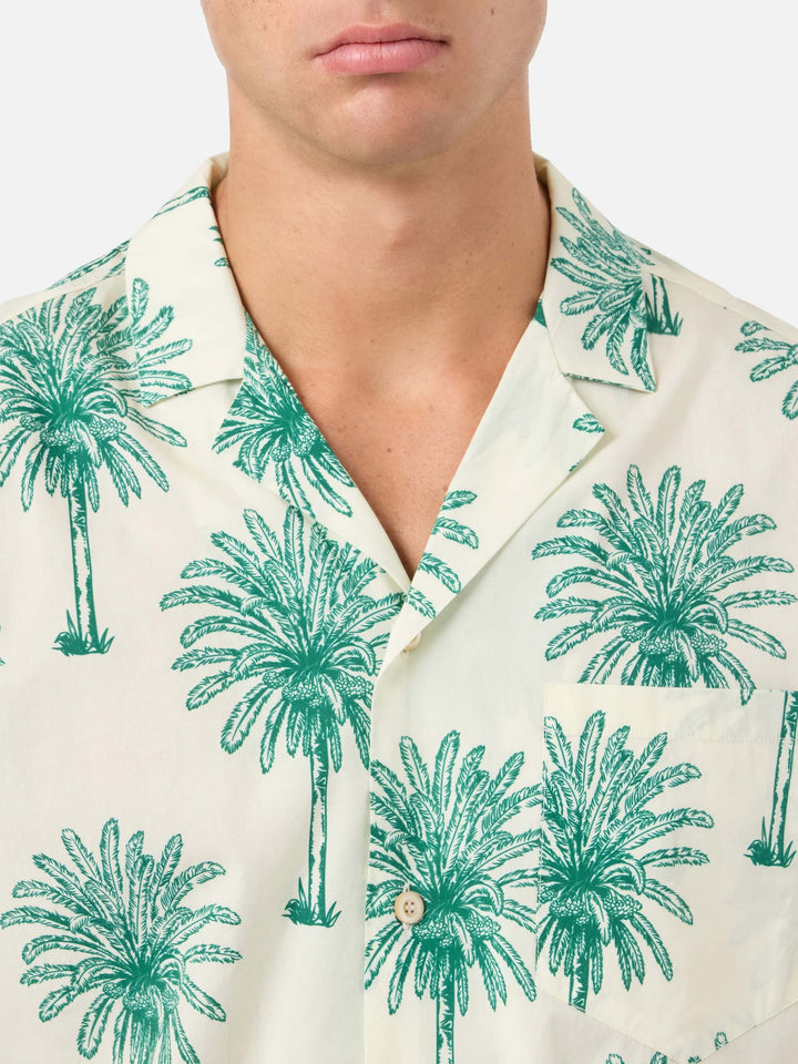 Chemise à manches courtes en coton Kalea avec imprimé palmiers 