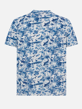 Kalea cotton shirt with shark print | AI CO-CREATED DESIGN BY RICKDICK - POWERED BY RED-EYE - MC2 Saint Barth