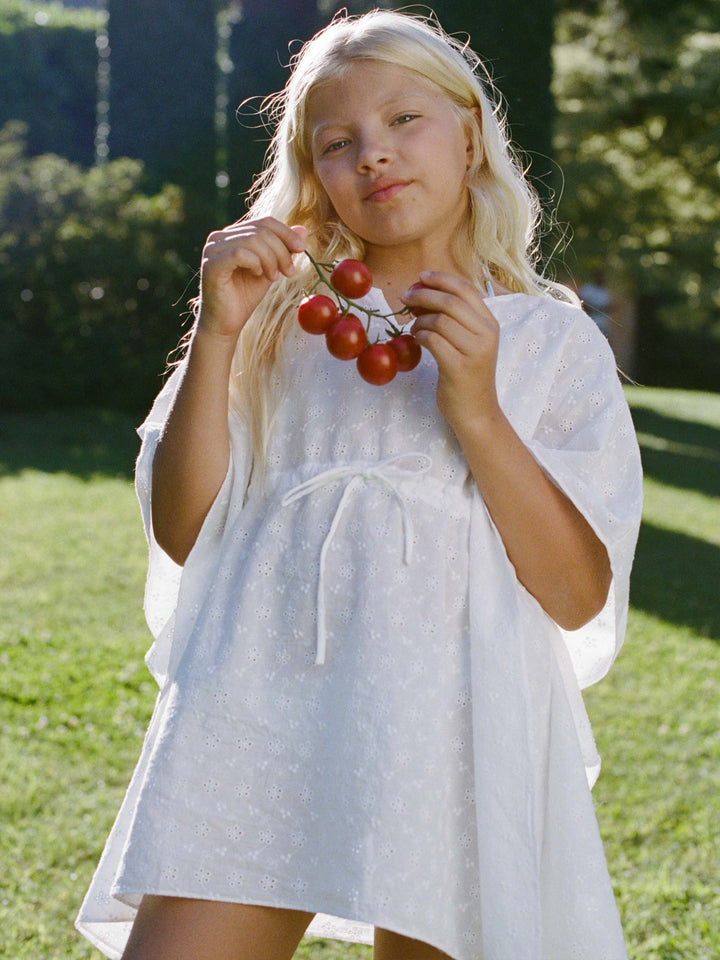 Kurzer Kaftan Kate aus Baumwolle mit Broderie 