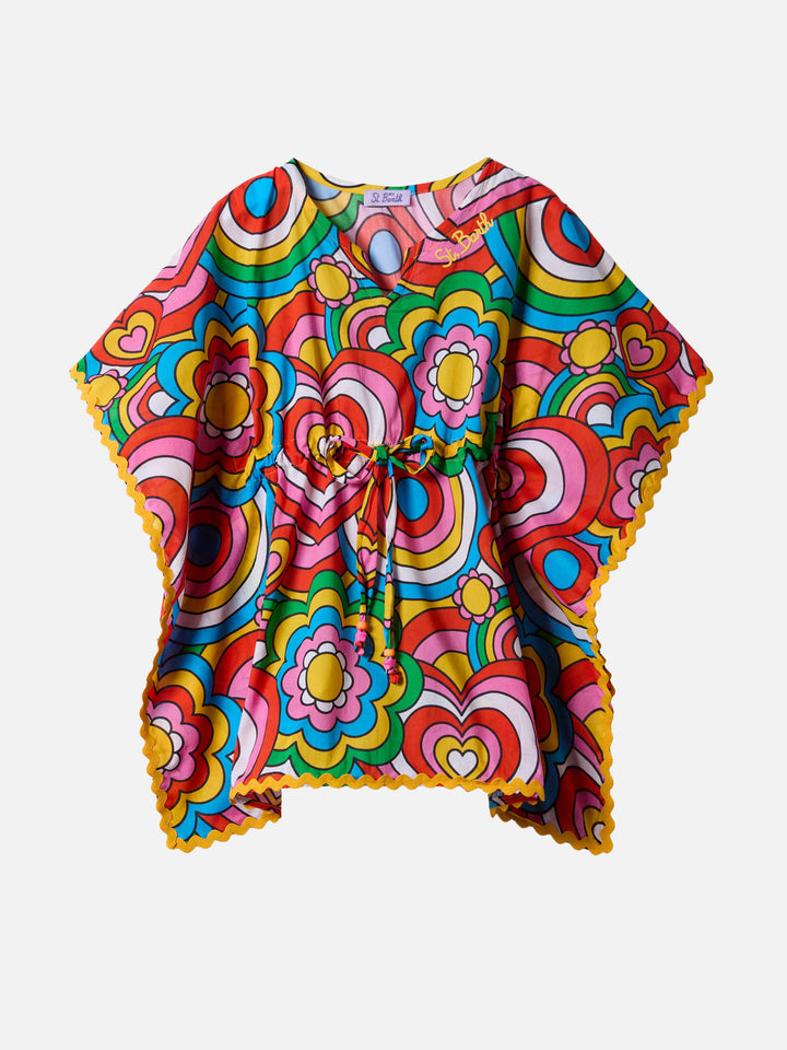 Kate poncho with crazy shapes print