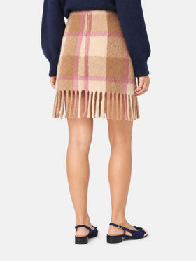 Katrine karierter Strickrock in Beige und Rosa 