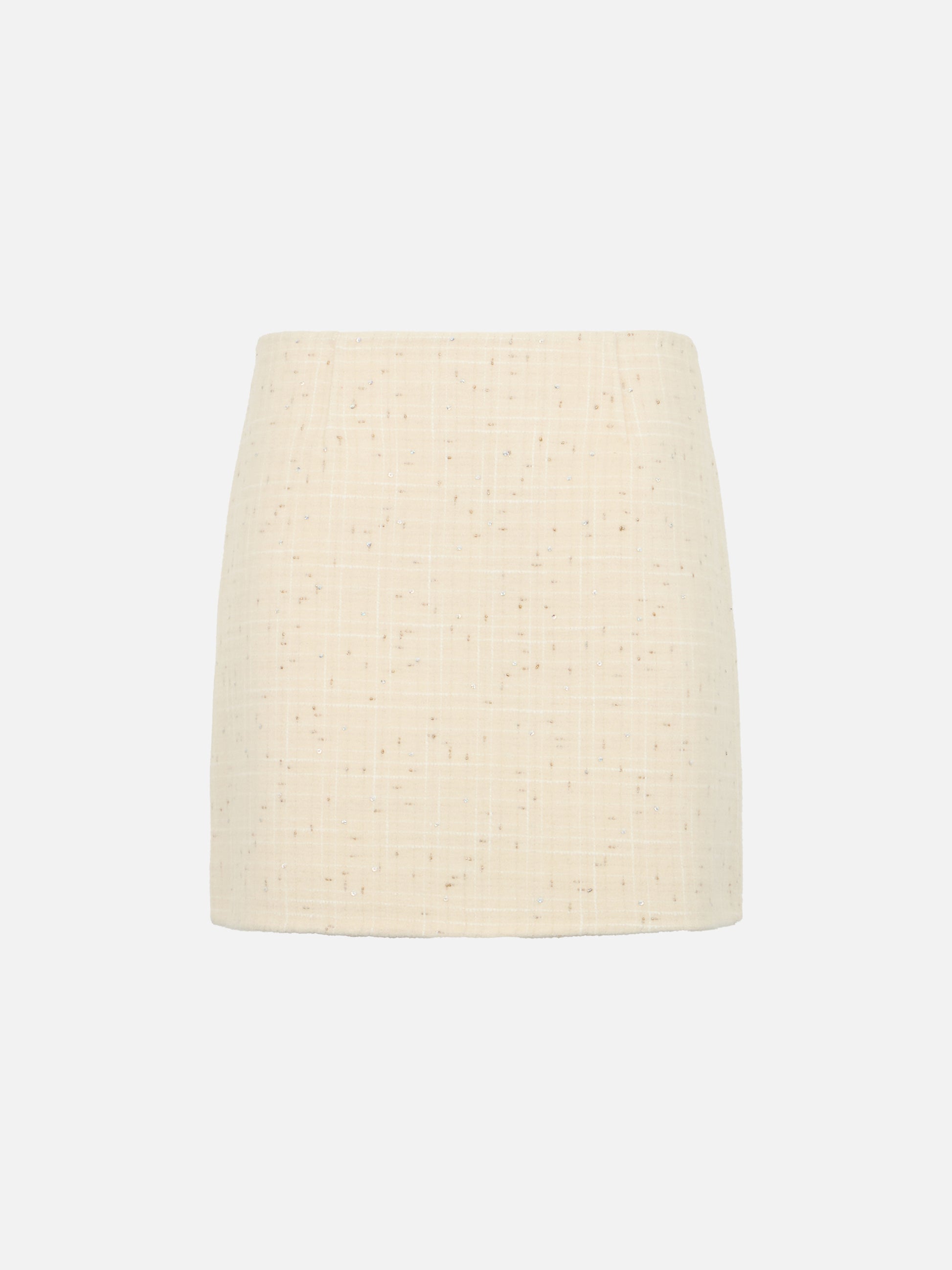 Woman wooly tweed white skirt Katrine with sequins - MC2 Saint Barth