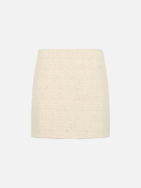 Woman wooly tweed white skirt Katrine with sequins - MC2 Saint Barth