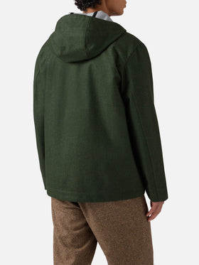 Grüne Windjacke für Herren mit Kapuze