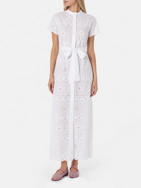 Robe longue Keira en sangallo blanc 