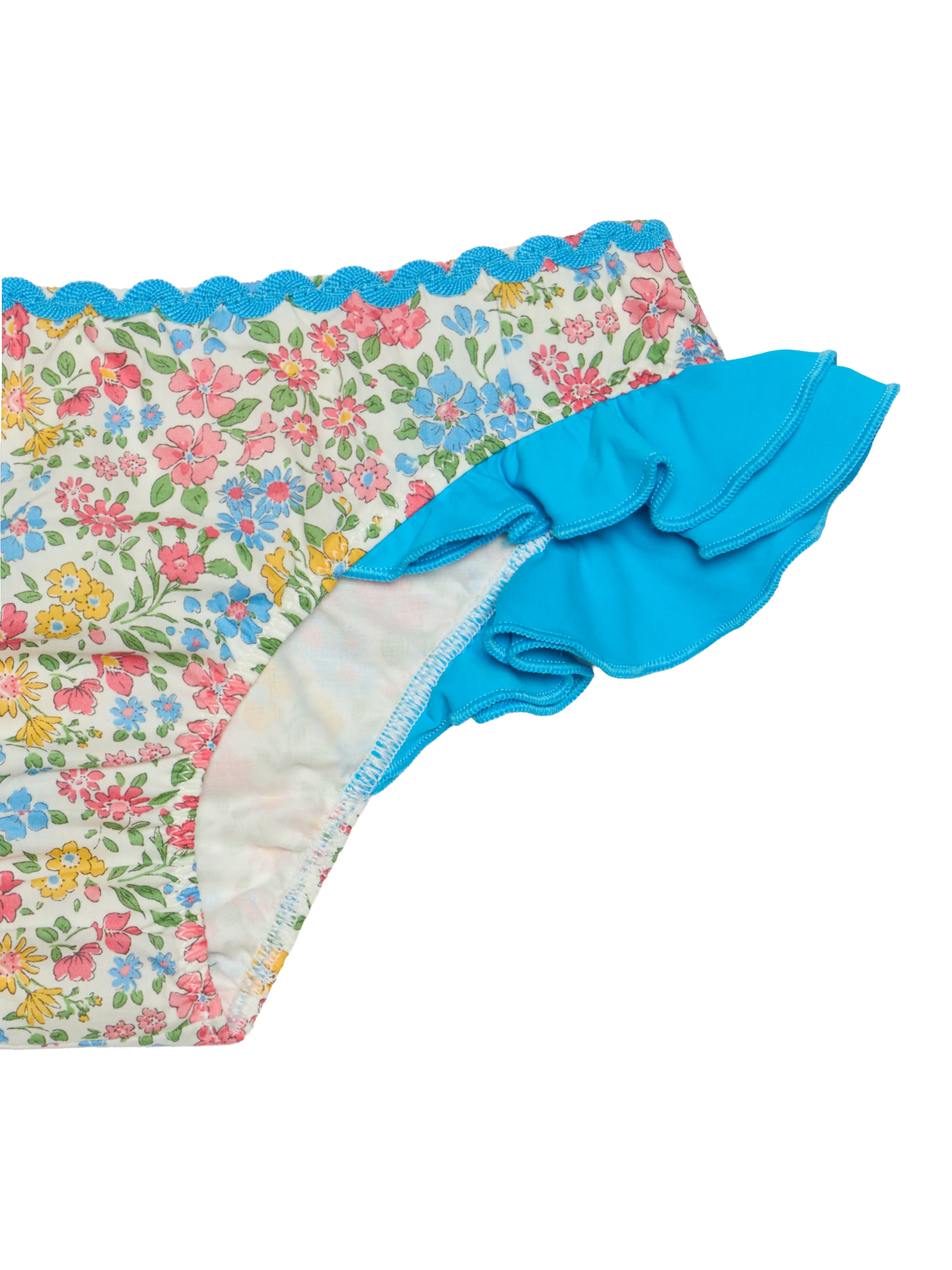 Girl ruffled swim briefs with flower print | Made with Liberty fabric - MC2 Saint Barth