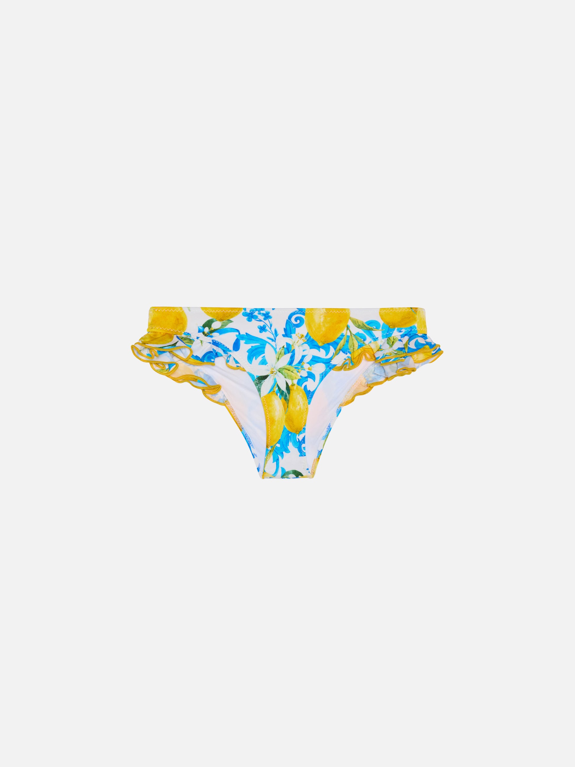Girl ruffled swim briefs with baroque print - MC2 Saint Barth