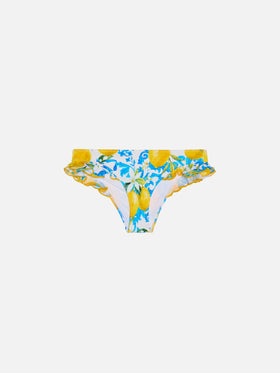 Girl ruffled swim briefs with baroque print - MC2 Saint Barth