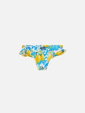 Girl ruffled swim briefs with baroque print - MC2 Saint Barth