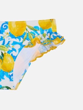Girl ruffled swim briefs with baroque print - MC2 Saint Barth