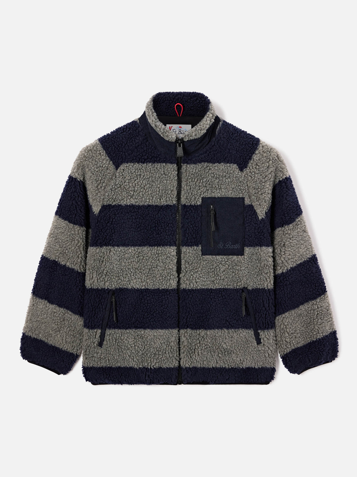Veste teddy Keystone grise avec intarsia Snoopy au dos | Special edition 
