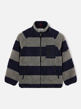 Veste teddy Keystone grise avec intarsia Snoopy au dos | Special edition 
