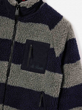 Veste teddy Keystone grise avec intarsia Snoopy au dos | Special edition 