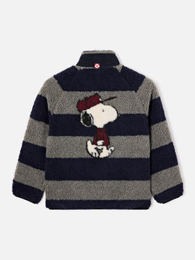 Veste teddy Keystone grise avec intarsia Snoopy au dos | Special edition 