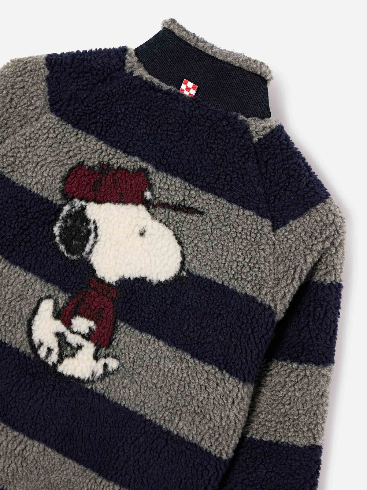 Veste teddy Keystone grise avec intarsia Snoopy au dos | Special edition 
