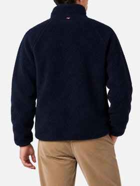 Veste en sherpa bleu Keystone avec poches plaquées à carreaux 