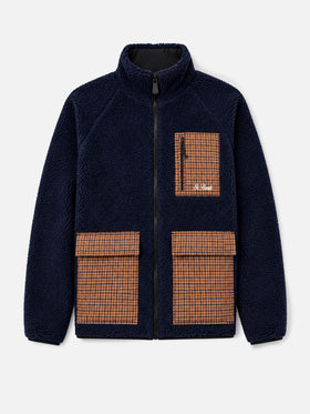 Veste en sherpa bleu Keystone avec poches plaquées à carreaux 