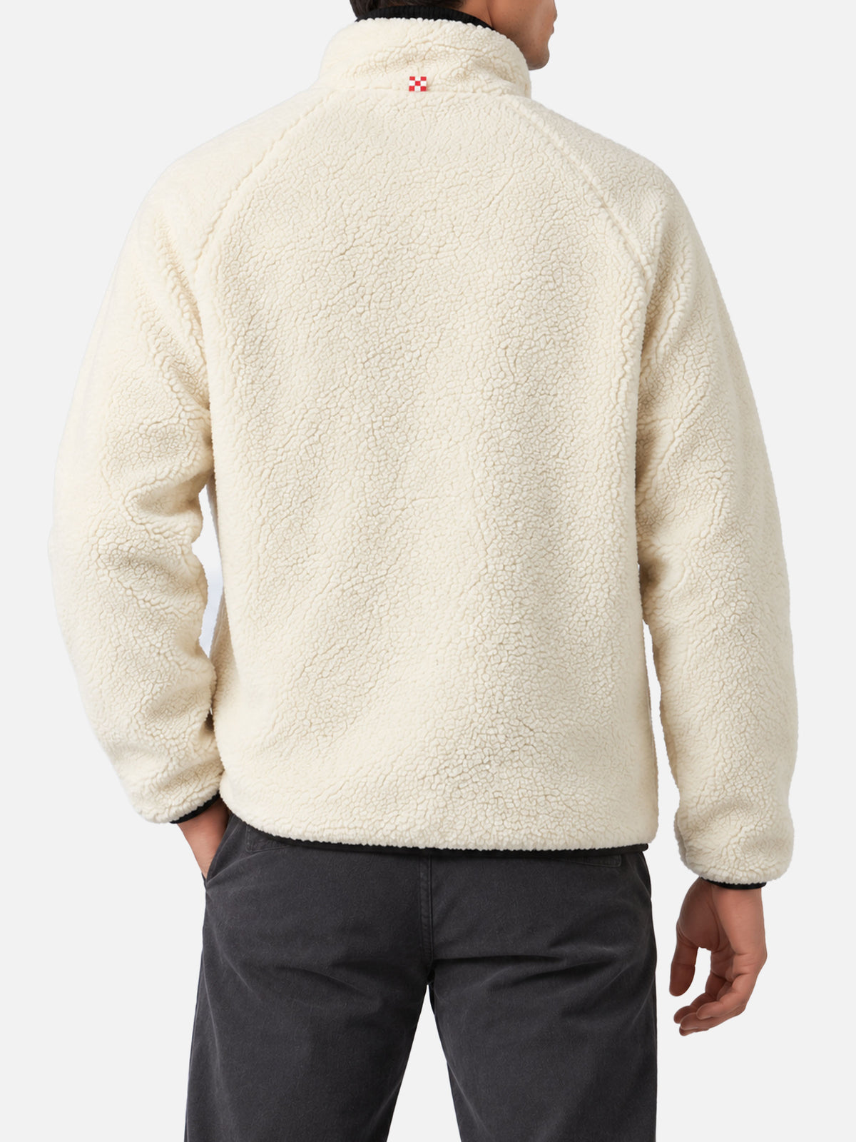Giacca Keystone bianca in sherpa con tasche pied de poule