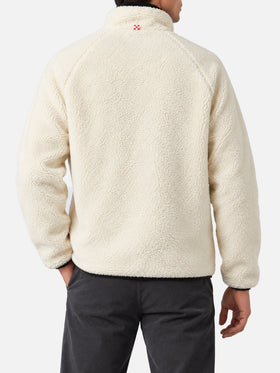 Giacca Keystone bianca in sherpa con tasche pied de poule
