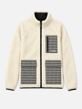 Giacca Keystone bianca in sherpa con tasche pied de poule