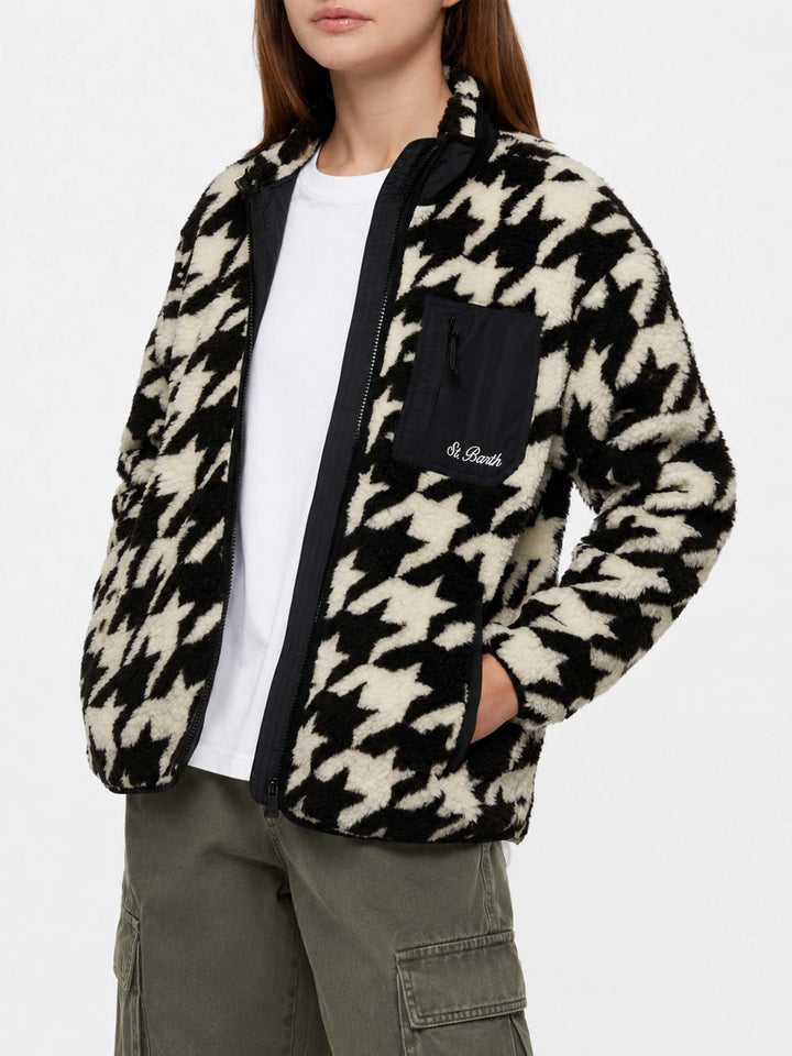 Chaqueta de teddy-fleece Keystone con estampado pied de poule 