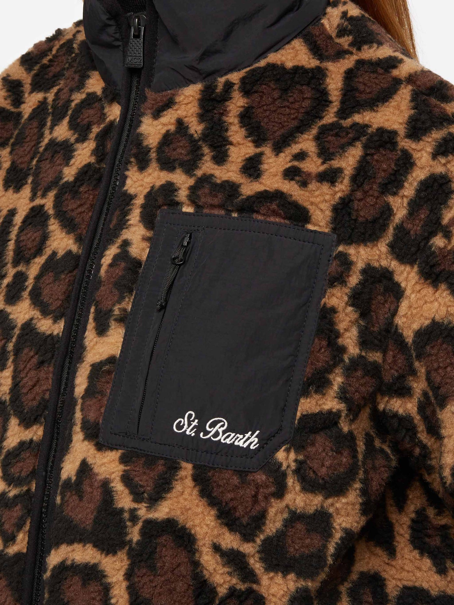 Teddy-fleece jacket Keystone with leopard print - MC2 Saint Barth