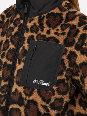 Teddy-fleece jacket Keystone with leopard print - MC2 Saint Barth