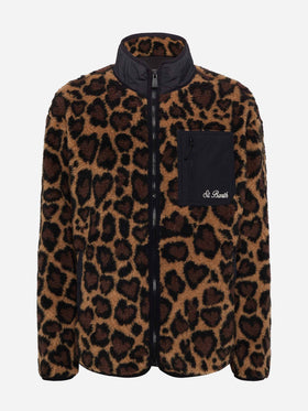 Teddy-fleece jacket Keystone with leopard print - MC2 Saint Barth