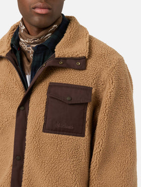 Veste teddy Keystone beige avec fermeture zippée 