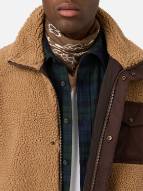 Veste teddy Keystone beige avec fermeture zippée 