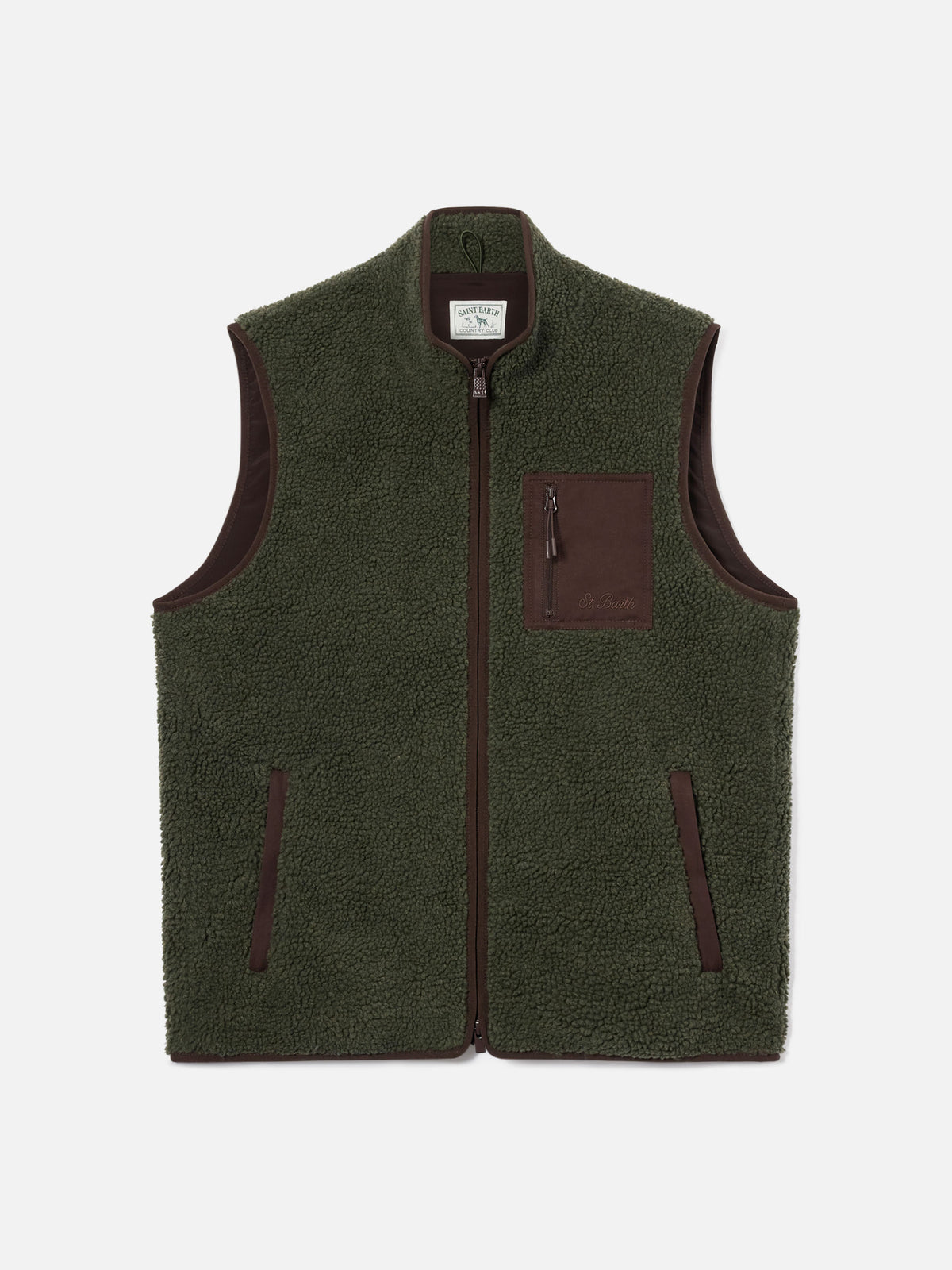 Gilet teddy Keystone vert militaire avec fermeture zippée 