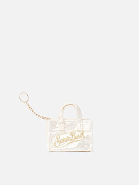 White chenille fabric Key Holder with logo embroidery - MC2 Saint Barth