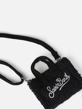 Black tweed fabric Key Holder with logo embroidery