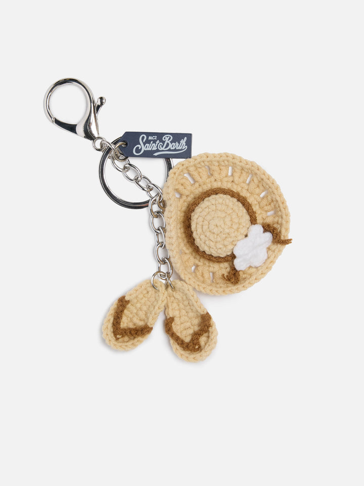 Portachiavi Keyring con charm flip flops all'uncinetto
