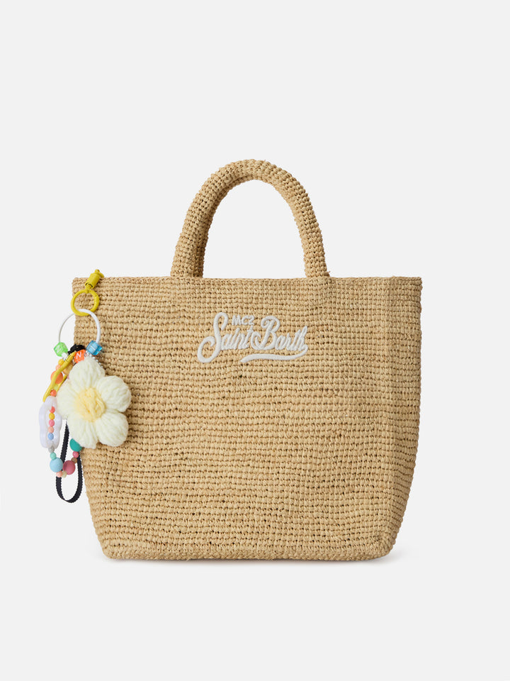 Lustiger Taschenanhänger mit gehäkelter, gepolsterter Gänseblümchen