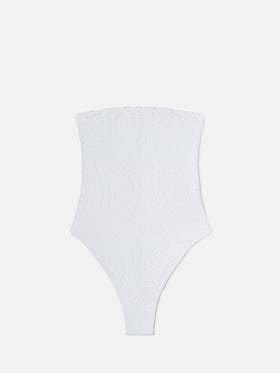 Costume intero Khyra in sangallo bianco a fascia