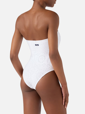 Costume intero Khyra in sangallo bianco a fascia
