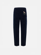 Pantaloni in velluto a coste da bambino Kilkenny con ricamo di cane country