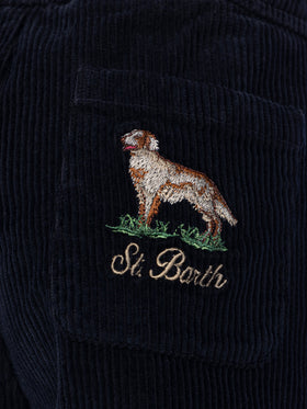 Boy corduroy pants Kilkenny with country dog embroidery - MC2 Saint Barth