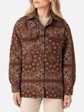 Brown Kimmy quilted jacket with bandana print