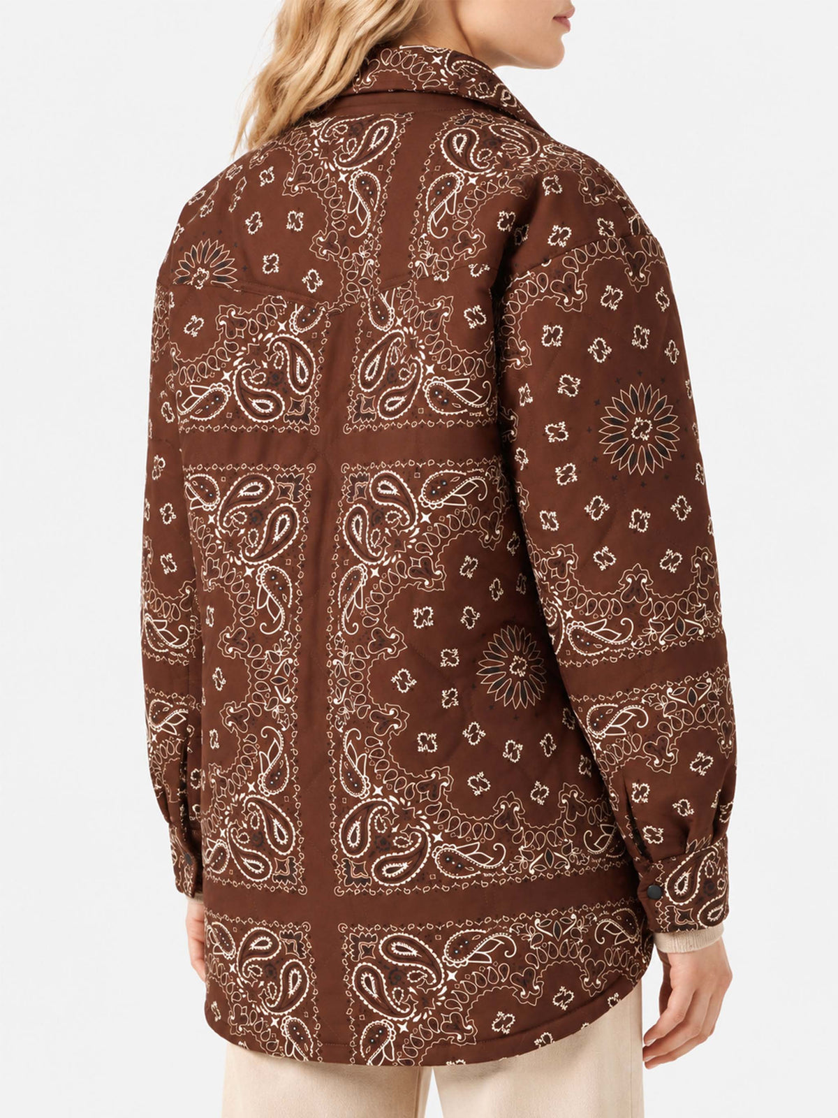 Brown Kimmy quilted jacket with bandana print
